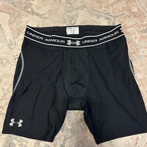 Under Armour Black Athletic Compression Shorts with Logo Waistband boxer jock
